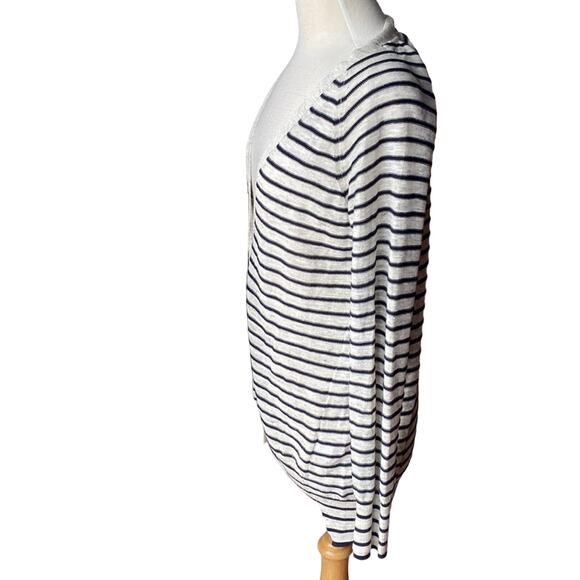 BROCHU WALKER V Neck Button Up Striped Cardigan Sweater Size Medium - Picture 3 of 11